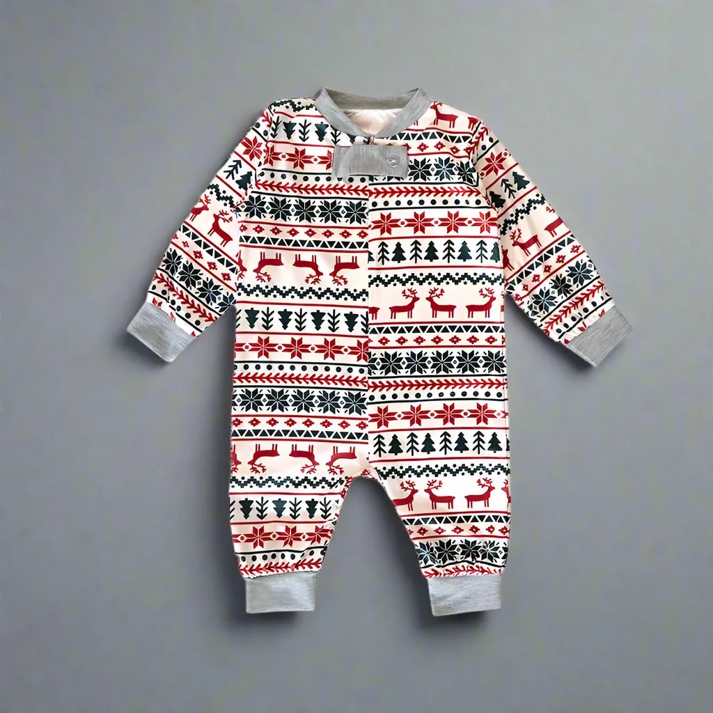 Matching Family Christmas Pajamas - Nordic Reindeer Print Holiday PJs Set for All Ages