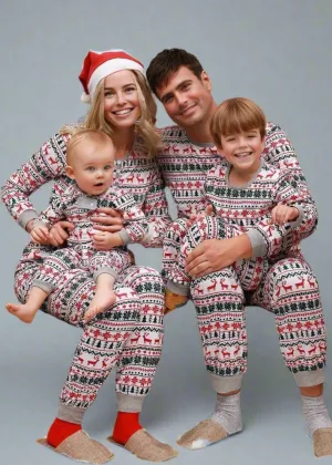 Matching Family Christmas Pajamas - Nordic Reindeer Print Holiday PJs Set for All Ages