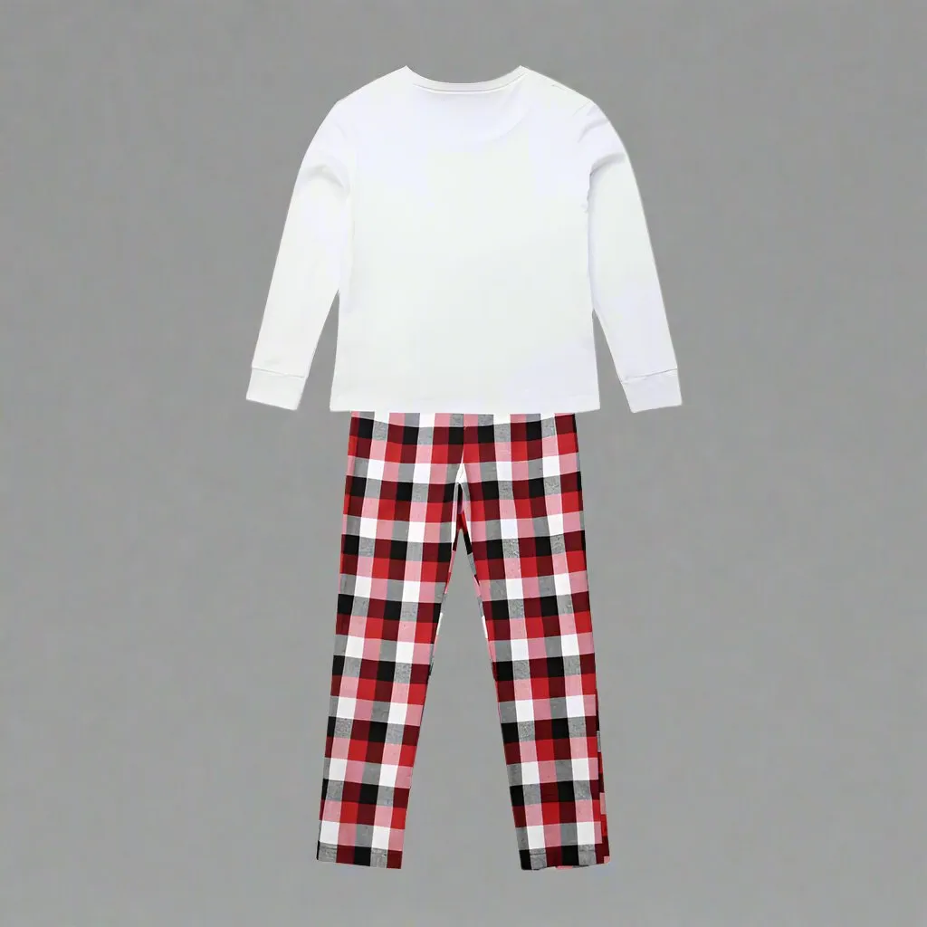 Matching Family Christmas Pajamas with Reindeer Print & Plaid Pants - Holiday Sleepwear Set for the Whole Family, Including Pets