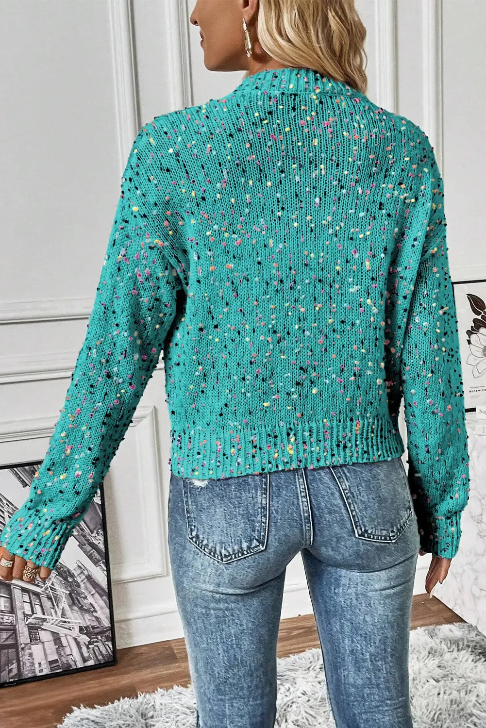 Megan Confetti Button Up Long Sleeve Cardigan