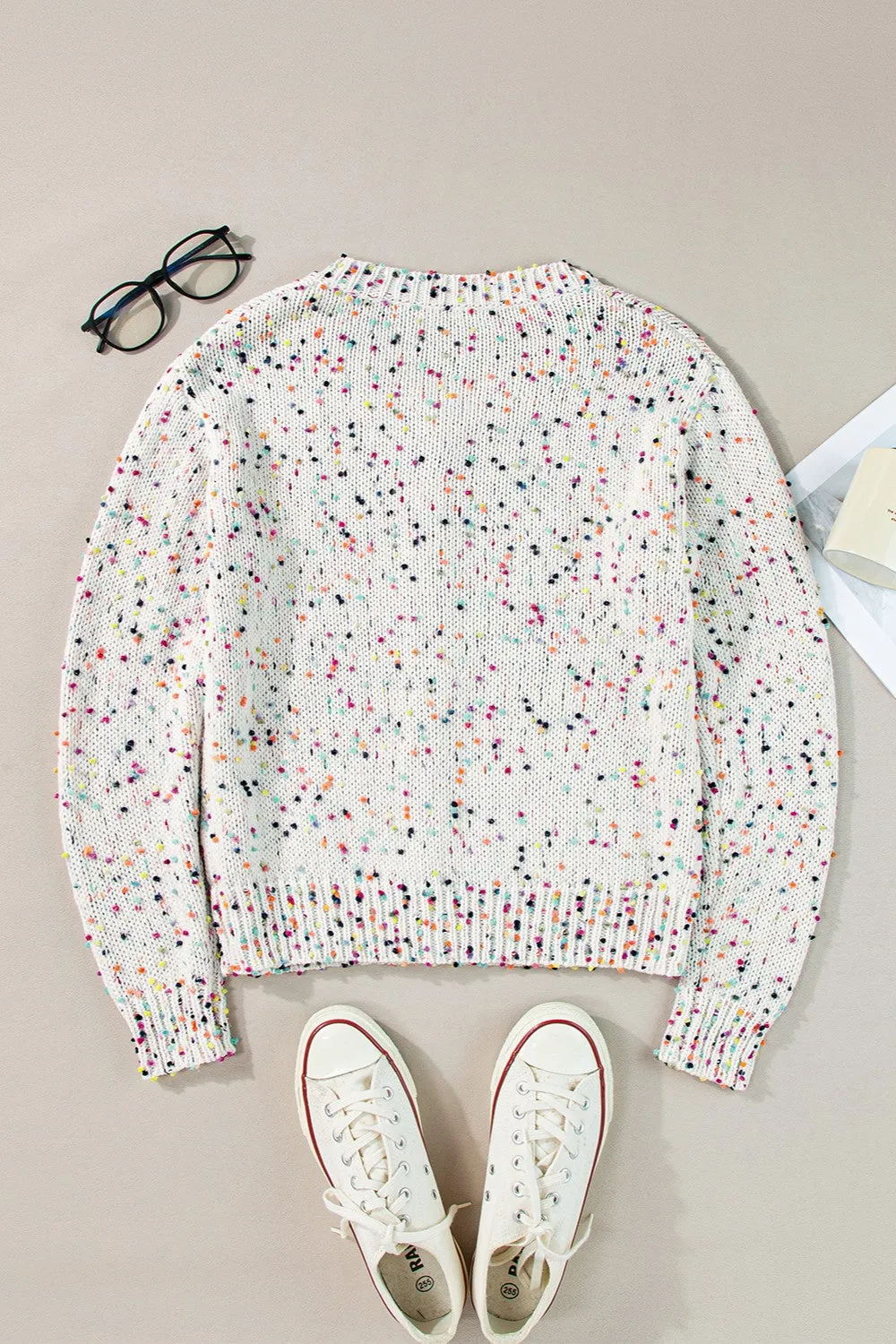 Megan Confetti Button Up Long Sleeve Cardigan