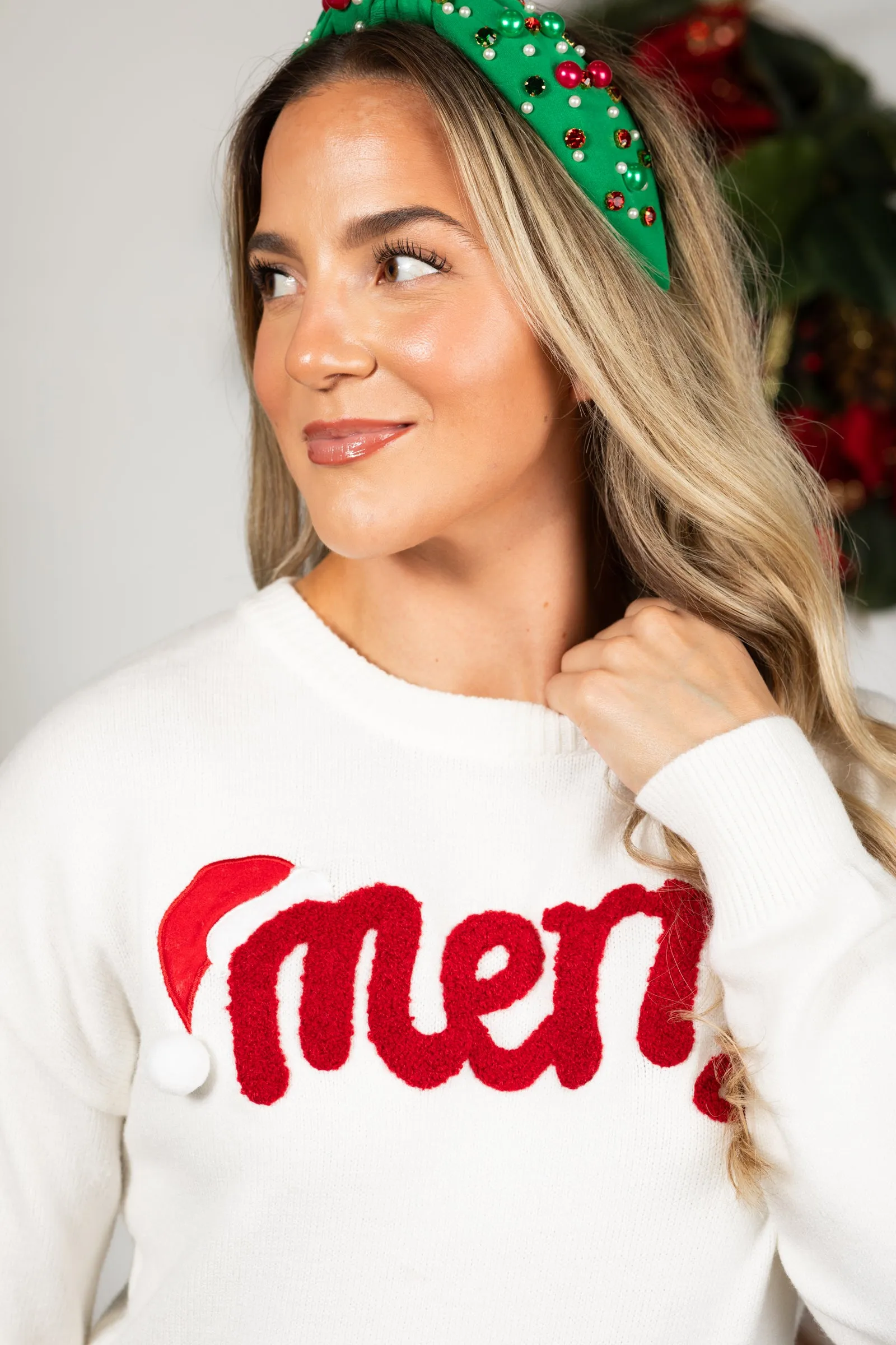 Merry With Pom Knit Sweater