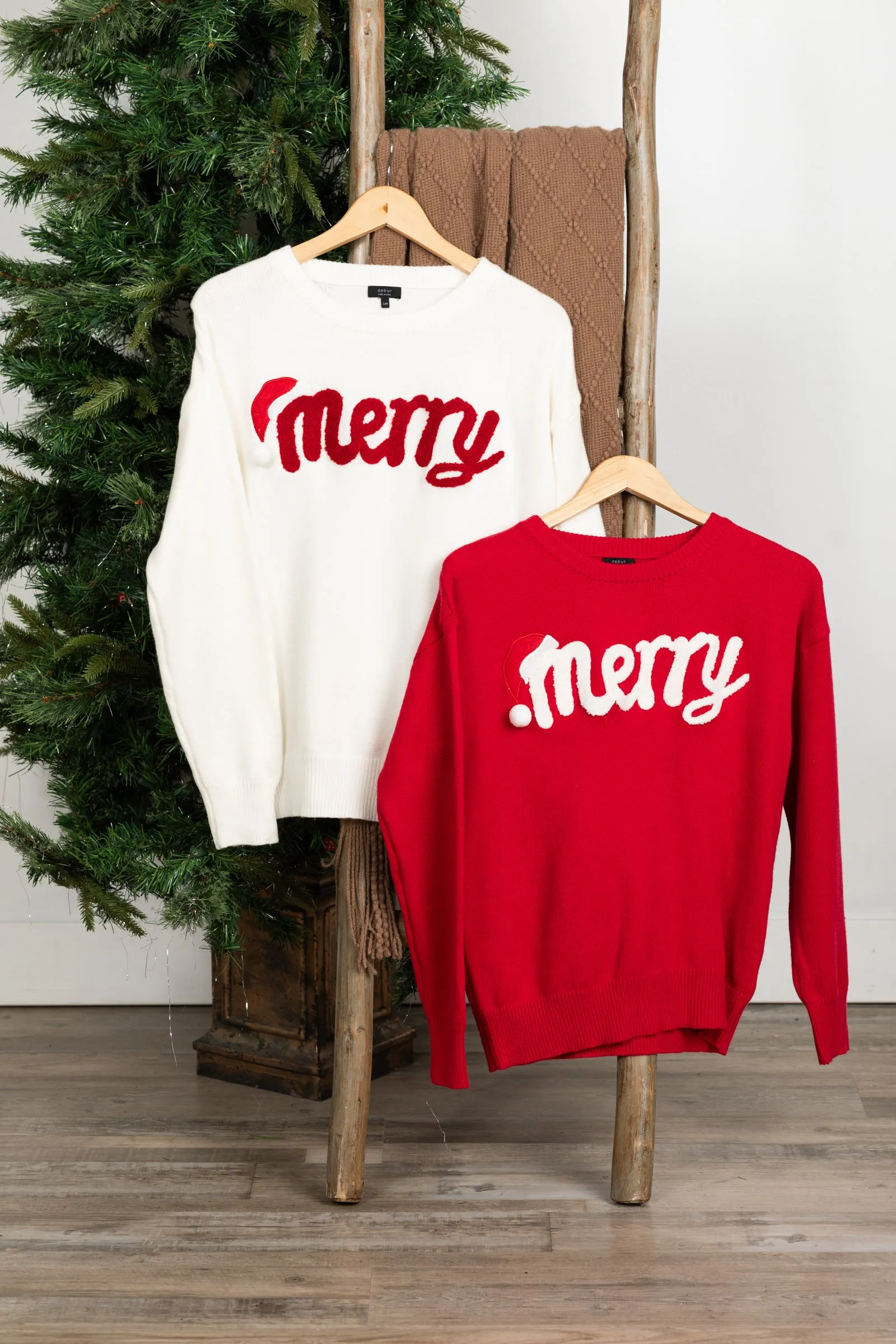 Merry With Pom Knit Sweater