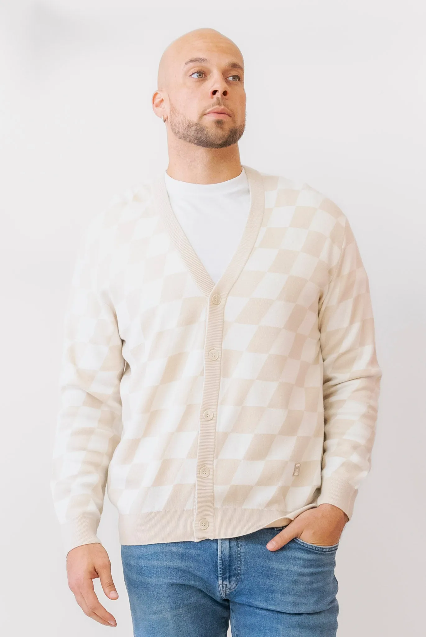 MIND BRIDGE Checkerboard Cardigan