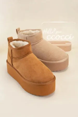 Mini Ankle Platform Heel Fur-Lined Boots