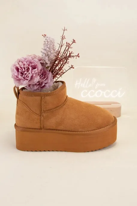 Mini Ankle Platform Heel Fur-Lined Boots