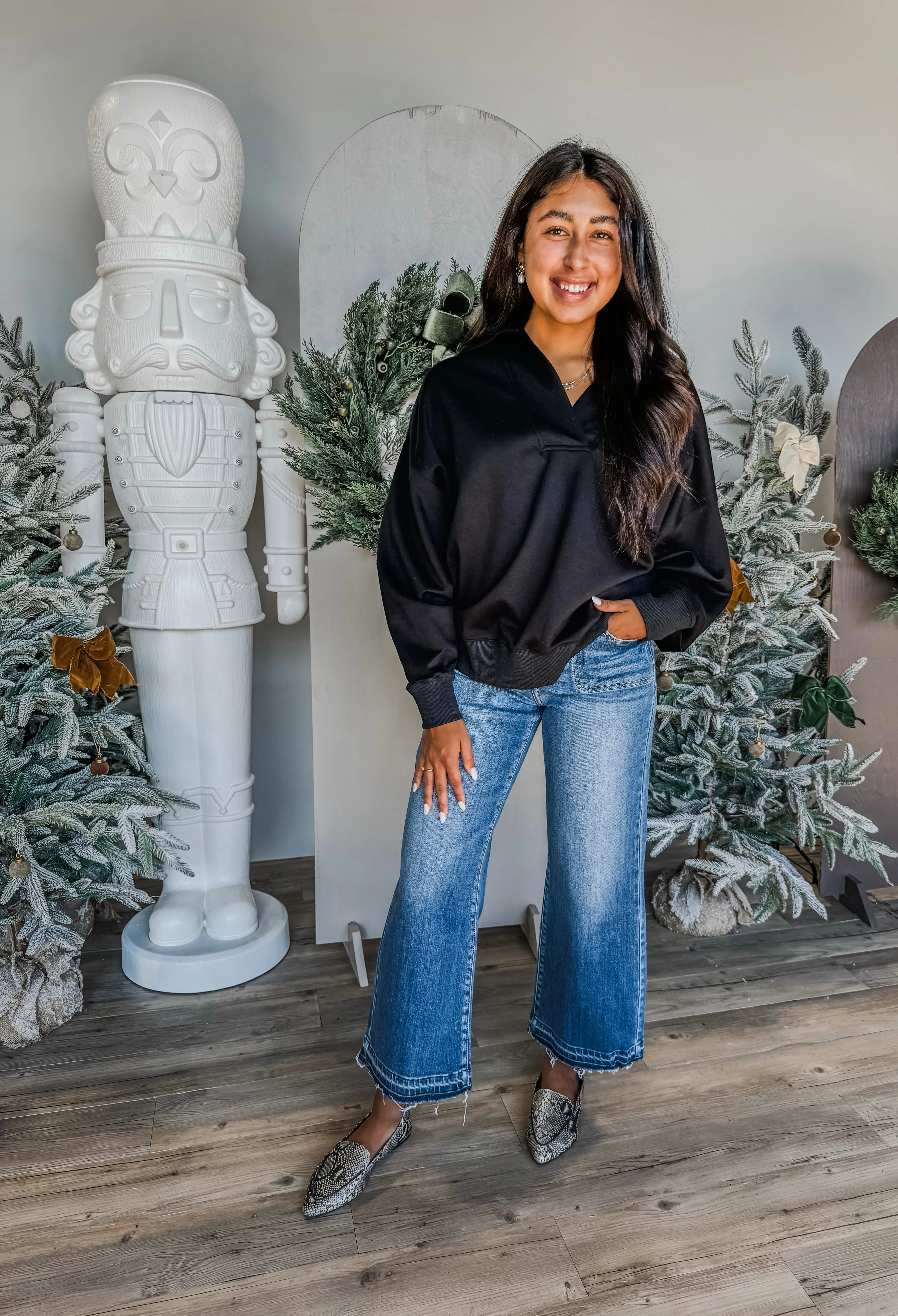 Noelle Scuba Pullover • Black - FINAL SALE