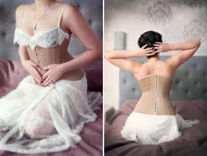Nude tightlacing underbust beige training corset