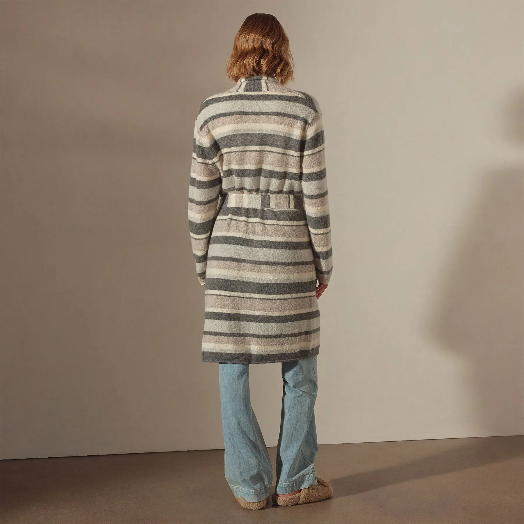 OLD Lightweight Cashmere Striped Cardigan - Thunder/Mist/Hazel/Ivory
