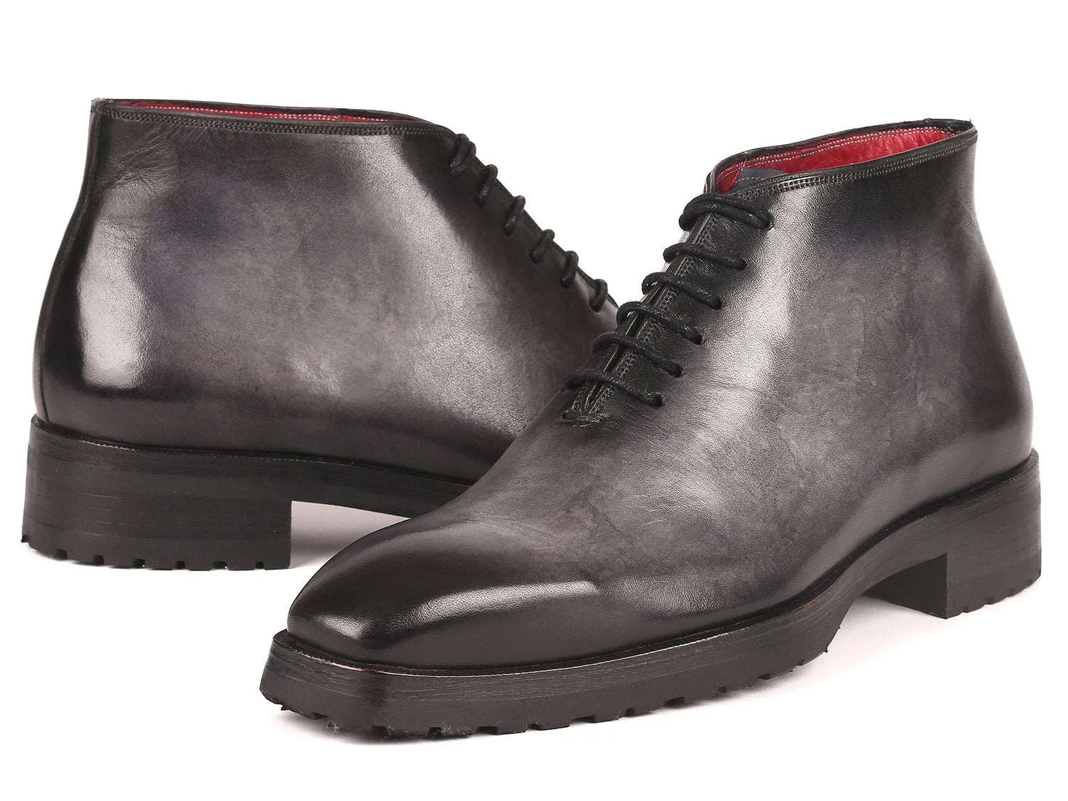 Paul Parkman Gray Burnished Men's Ankle Boots