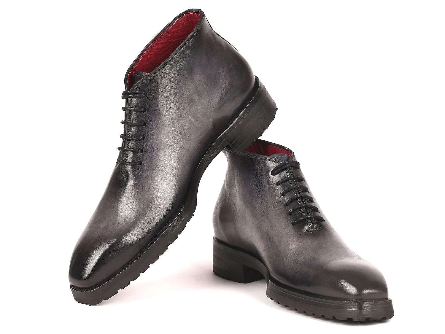 Paul Parkman Gray Burnished Men's Ankle Boots