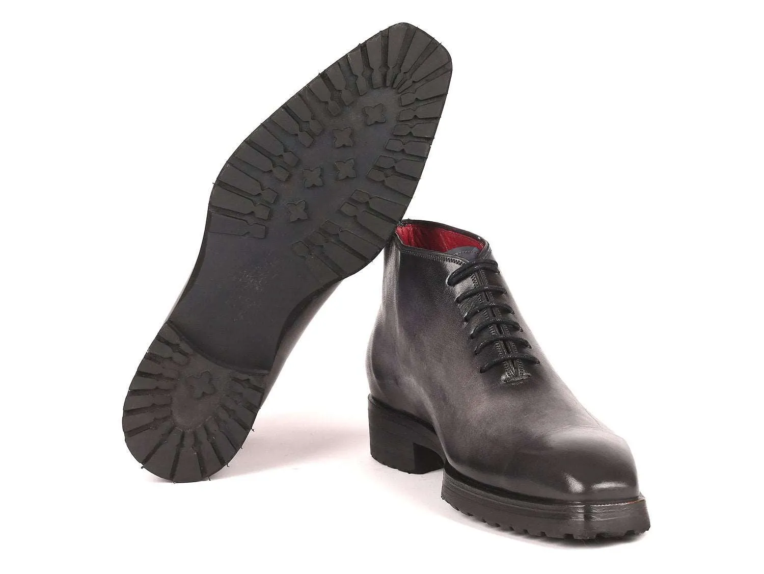 Paul Parkman Gray Burnished Men's Ankle Boots