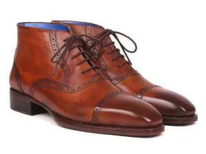 Paul Parkman Men's Antique Brown Cap Toe Boots