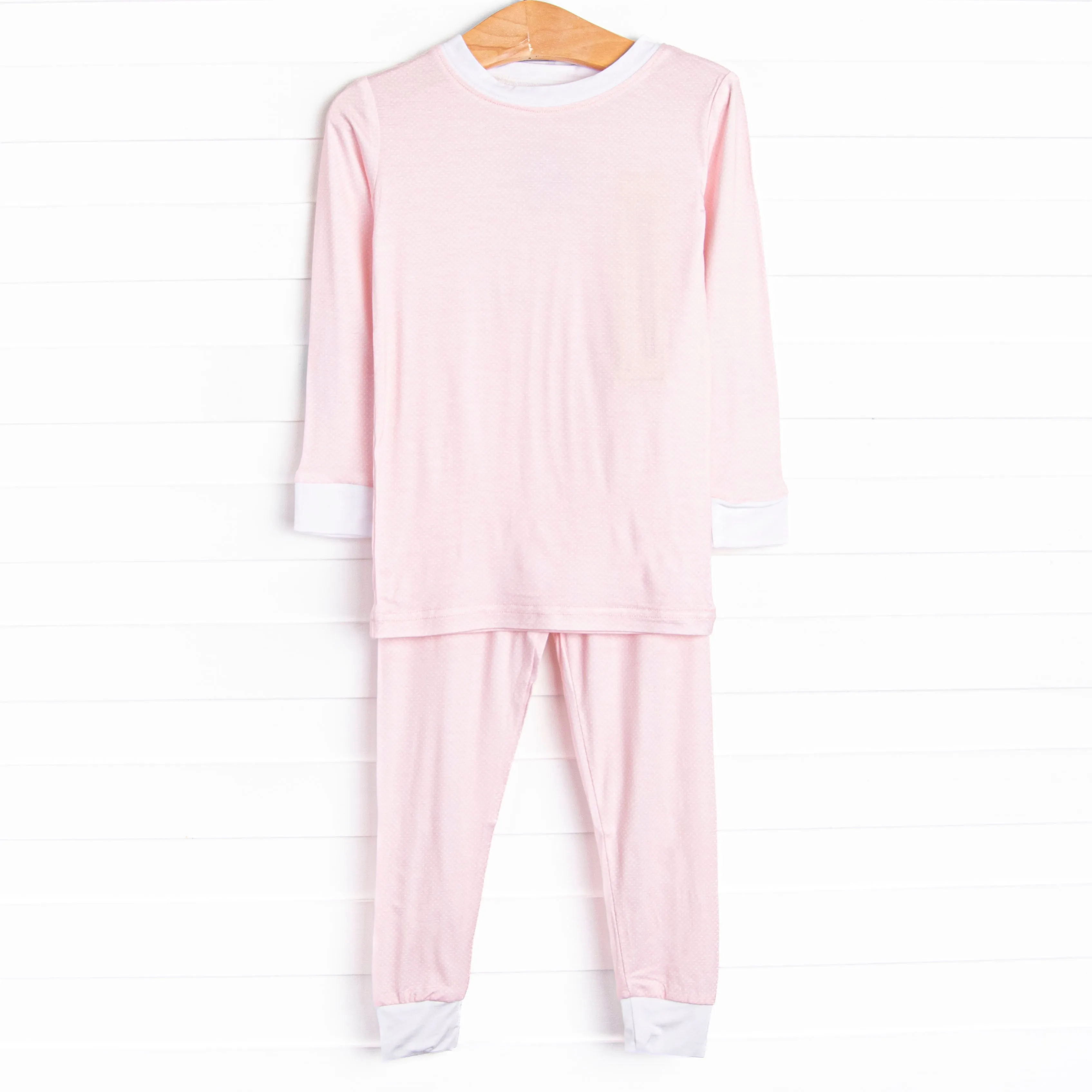 Petite Pink Polka Dots Bamboo Pajama Set, Pink