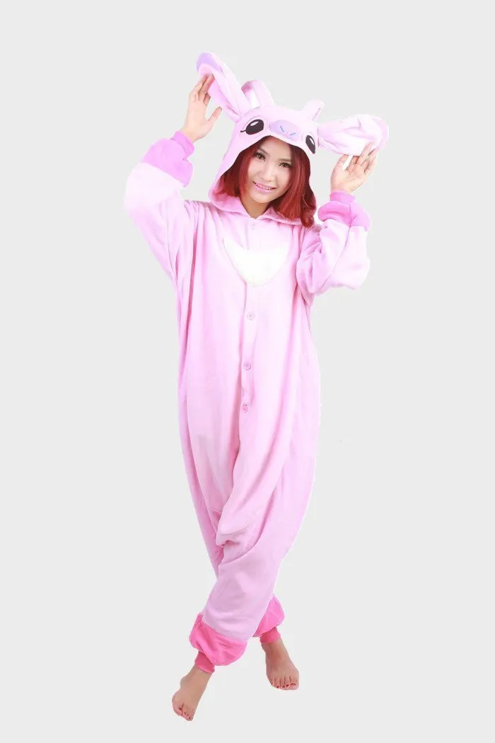 Pink Stitch Long Sleeve Kigurumi Onesies Pajamas Costume