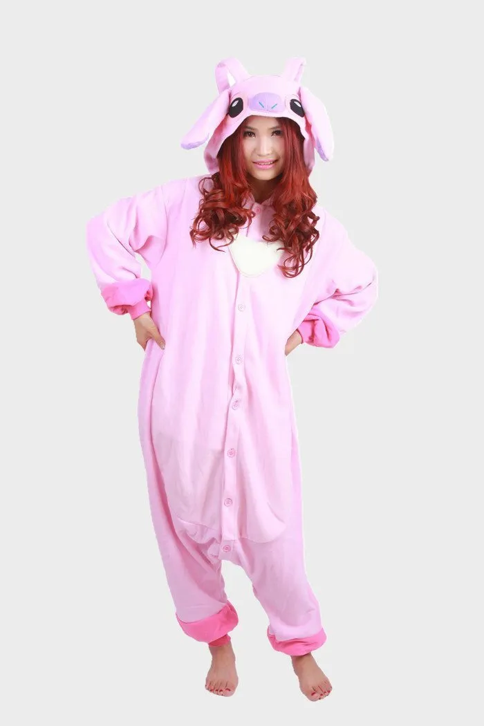 Pink Stitch Long Sleeve Kigurumi Onesies Pajamas Costume