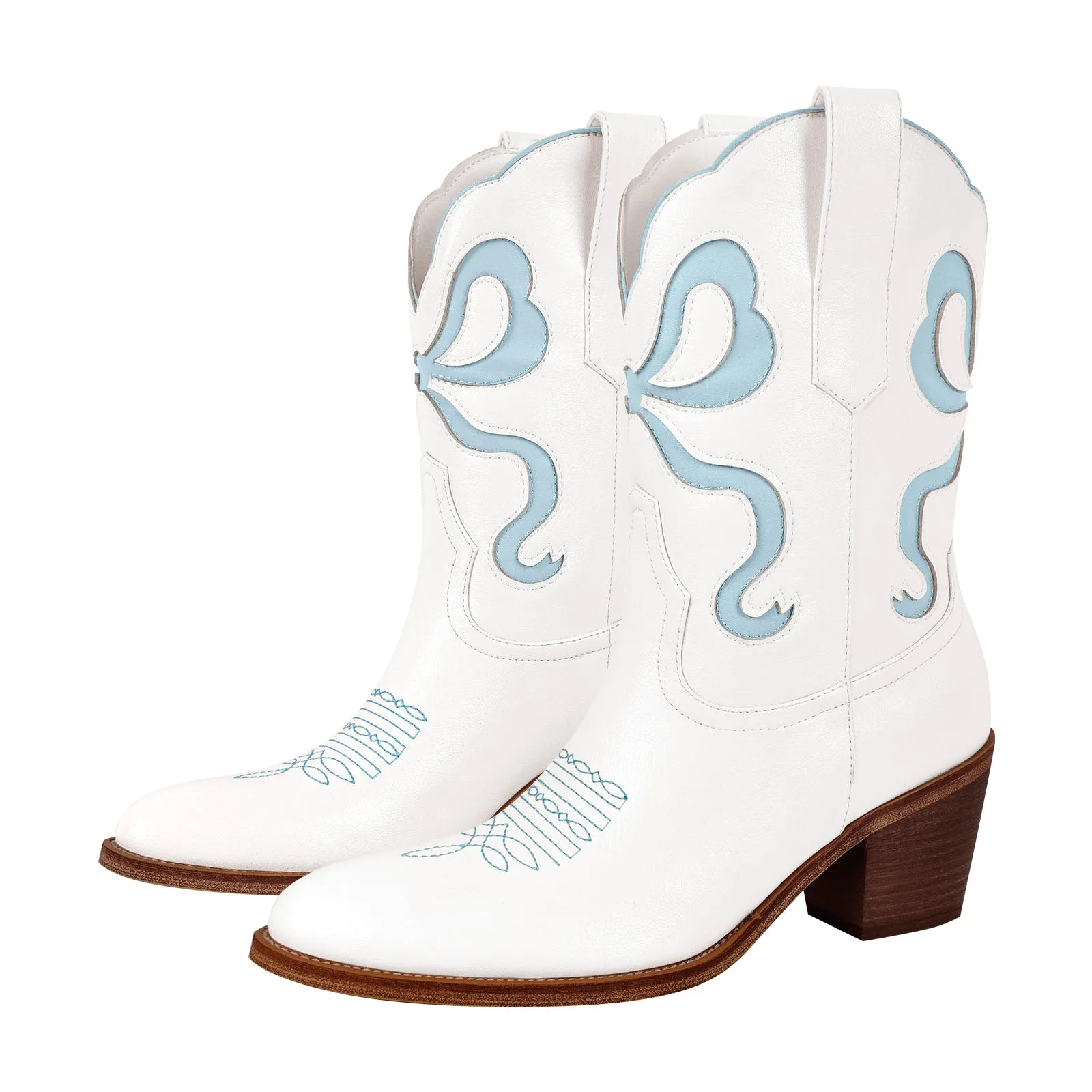 Pointed Toe Pink Bow Cowgirl Ankle Boots