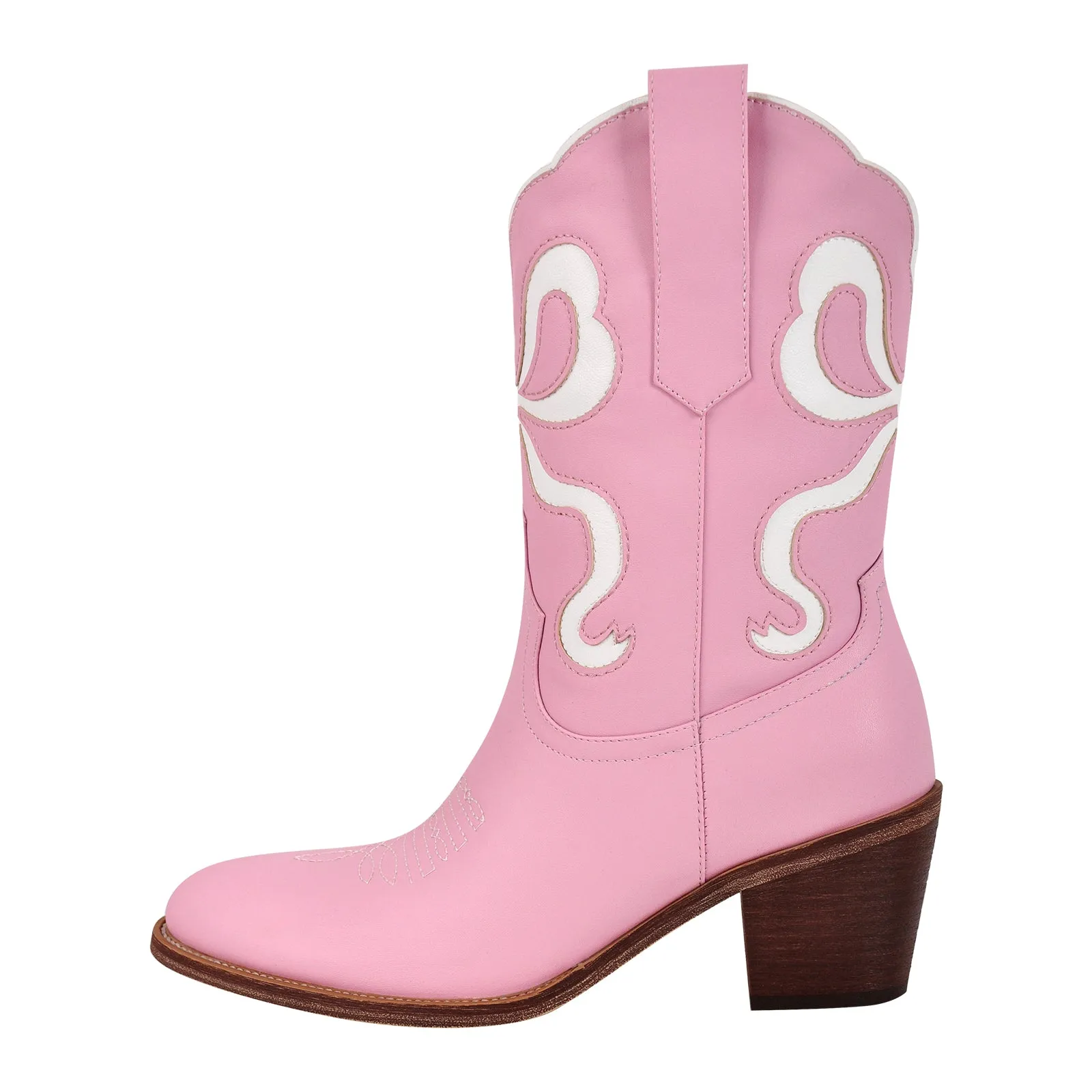 Pointed Toe Pink Bow Cowgirl Ankle Boots
