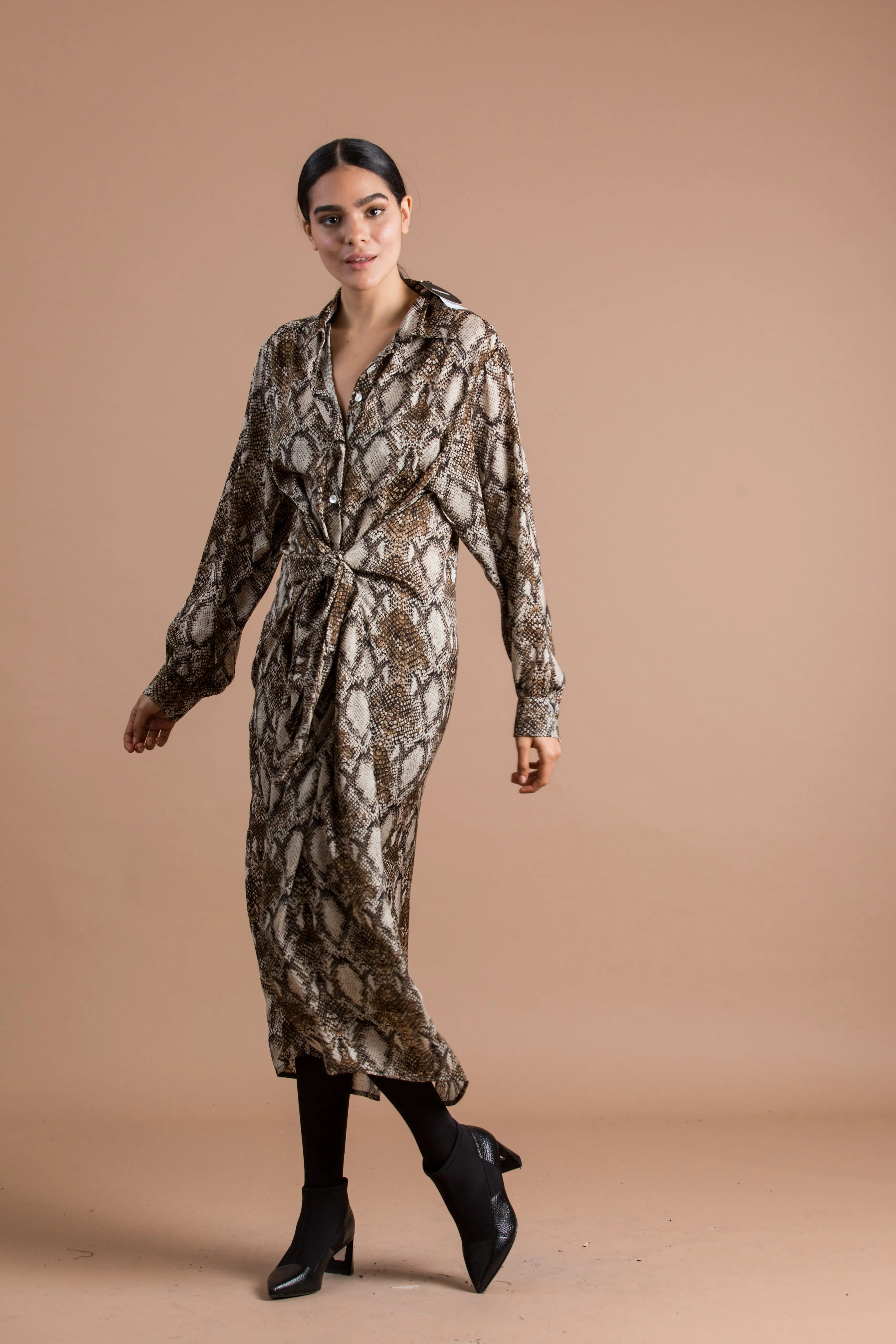 Python Midi Shirt Style Dress.