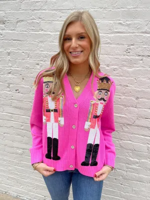 QUEEN OF SPARKLES PINK NUTCRACKER CARDIGAN