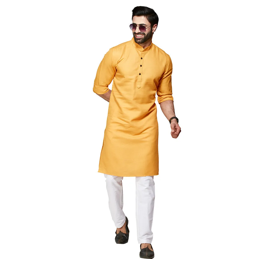 Radiance Plain Gold Kurta  for Men