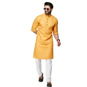 Radiance Plain Gold Kurta  for Men