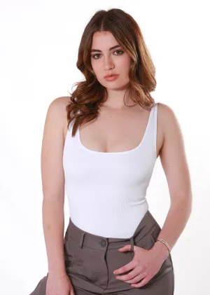 Ribbed Bodysuit- White