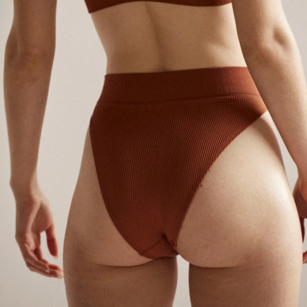 Ribbed High Leg Bikini Brief