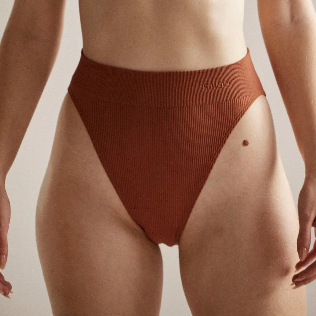 Ribbed High Leg Bikini Brief