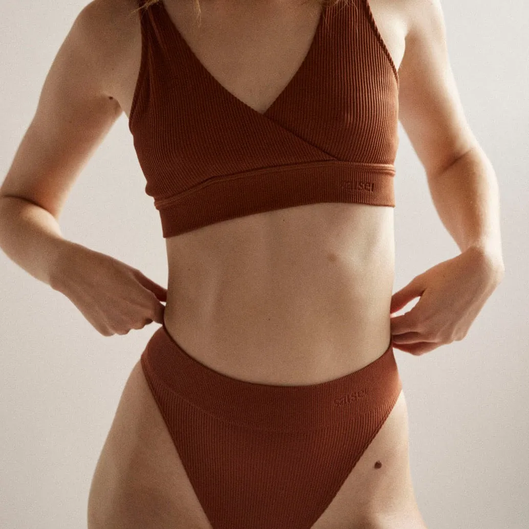 Ribbed High Leg Bikini Brief