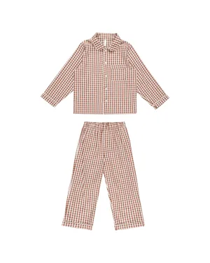 RYLEE   CRU Long Sleeve Pajamas || Brick Gingham