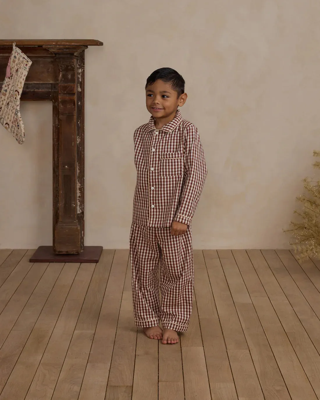 RYLEE   CRU Long Sleeve Pajamas || Brick Gingham