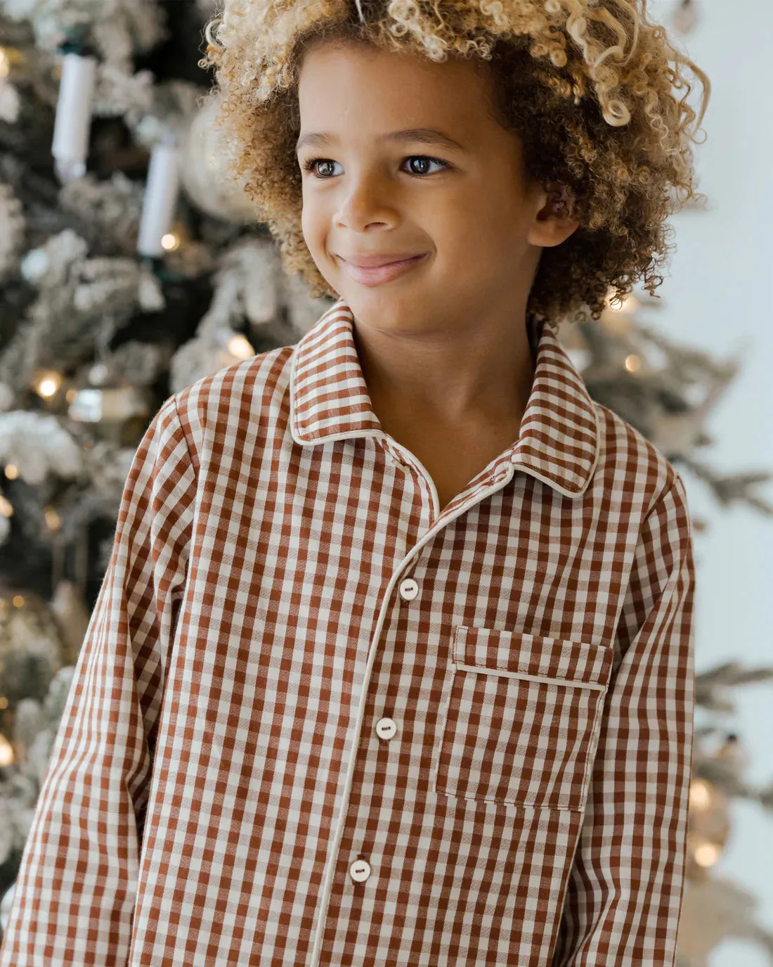 RYLEE   CRU Long Sleeve Pajamas || Brick Gingham