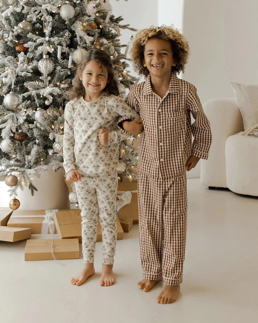 RYLEE   CRU Long Sleeve Pajamas || Brick Gingham