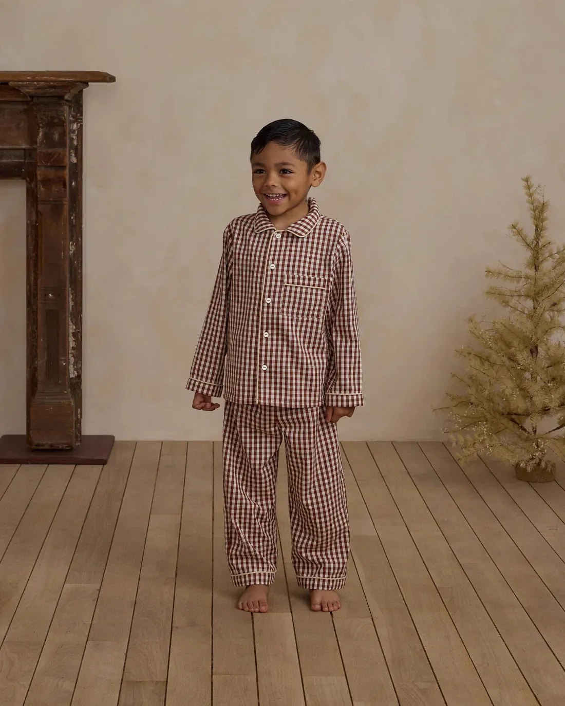 RYLEE   CRU Long Sleeve Pajamas || Brick Gingham