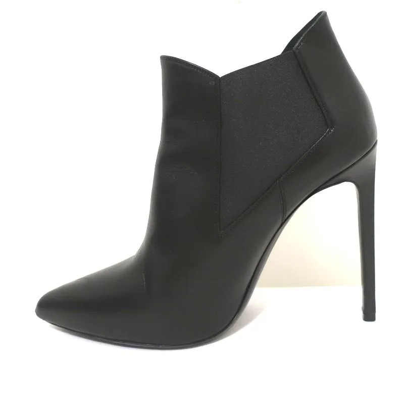 Saint Laurent Paris Chelsea Boots Black Leather Size 40.5 Point Toe Ankle Boots
