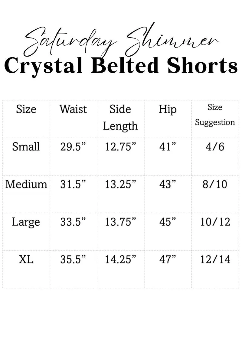 Saturday Shimmer Red Crystal Belted Shorts