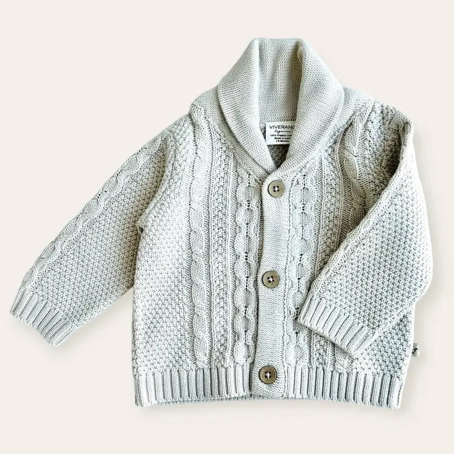 Shawl Collar Cable Knit Cardigan