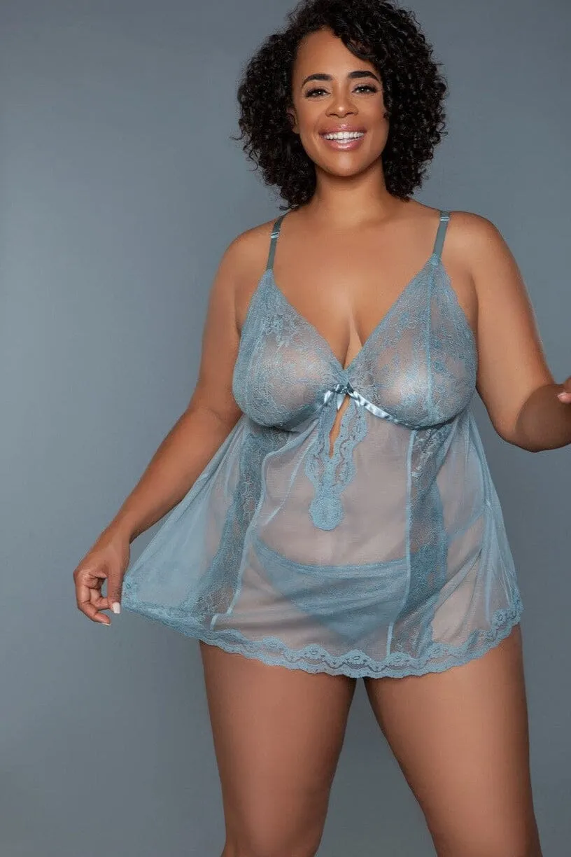 Sheer Mesh Babydoll With Cross Back Straps