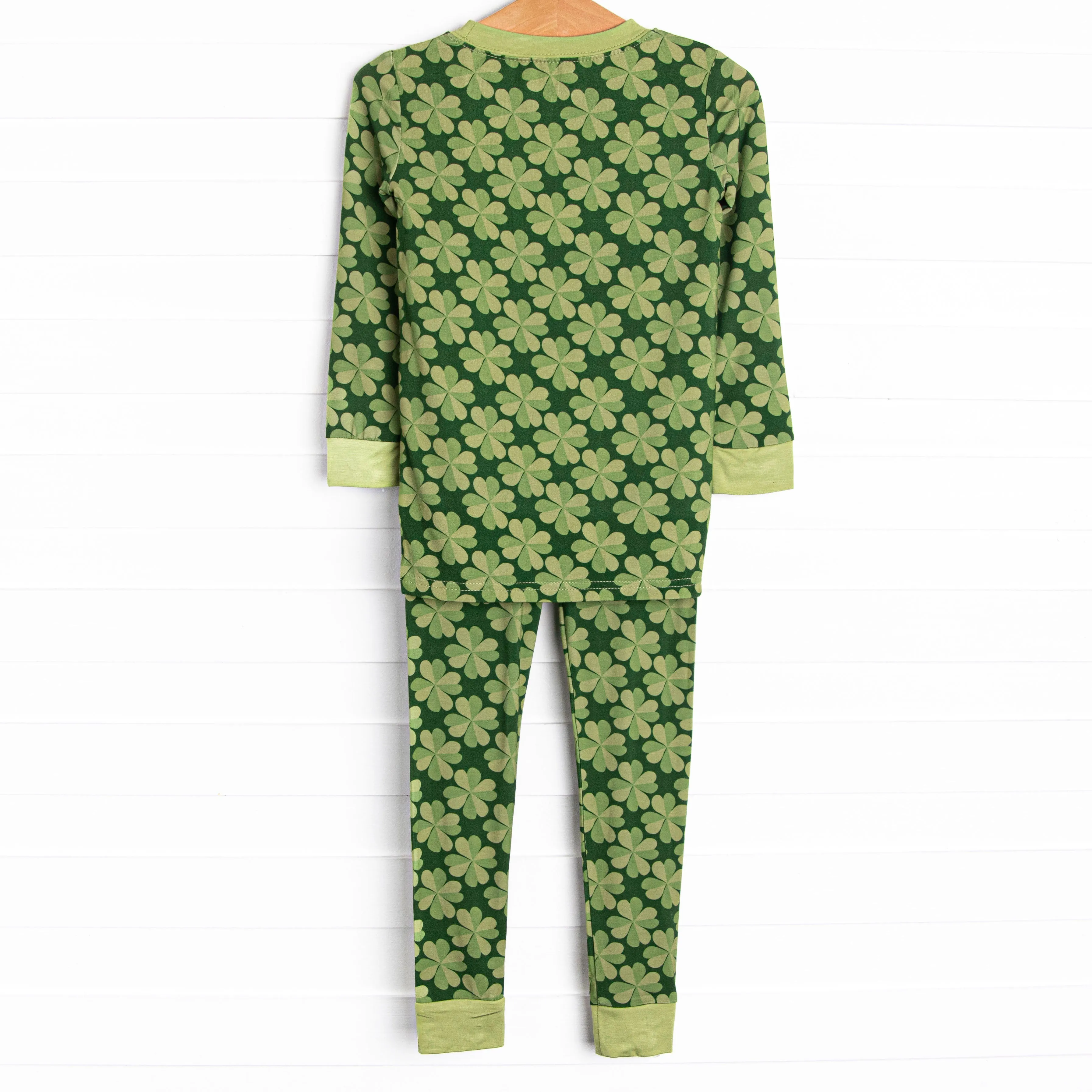Showered in Shamrocks Bamboo Pajama Set, Green