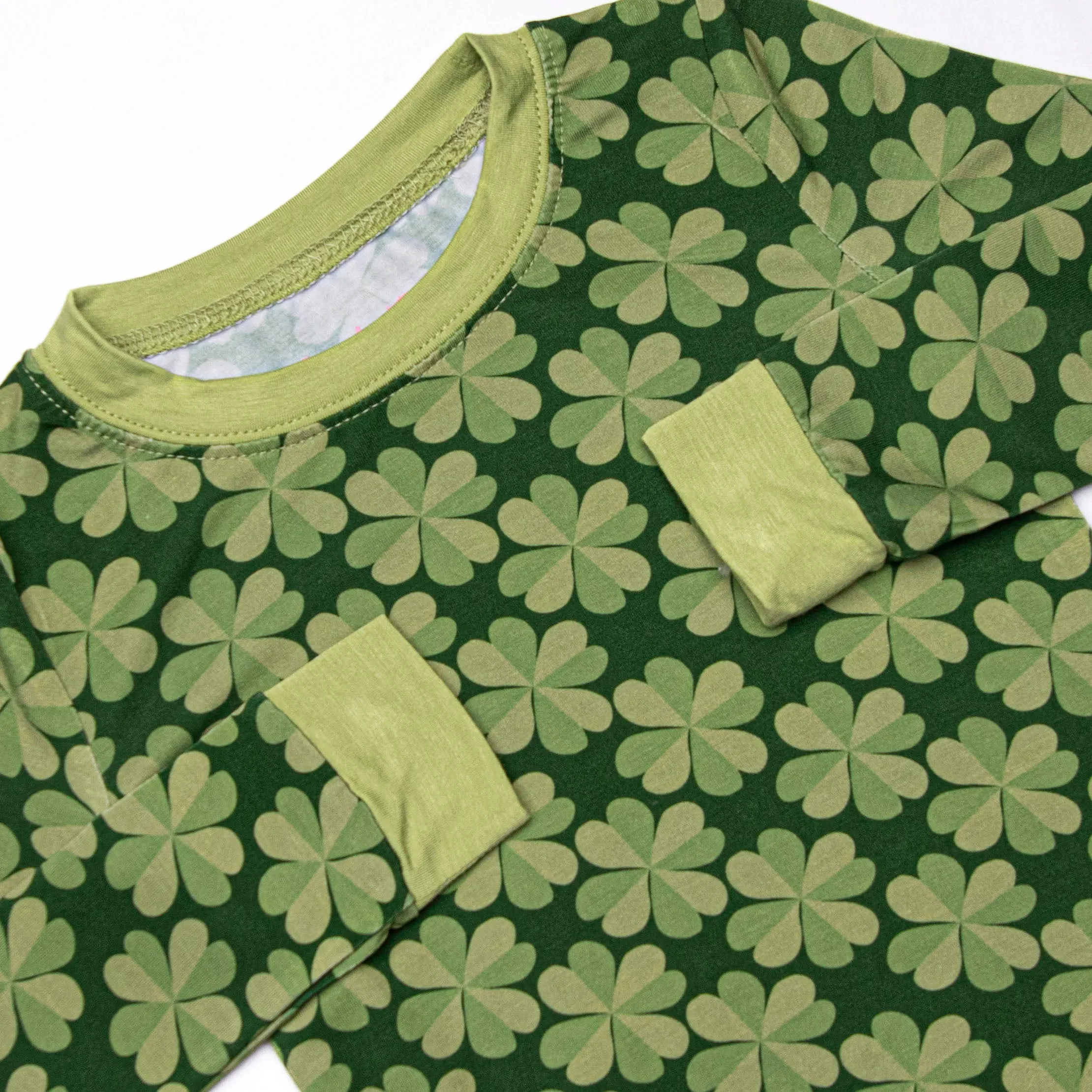 Showered in Shamrocks Bamboo Pajama Set, Green