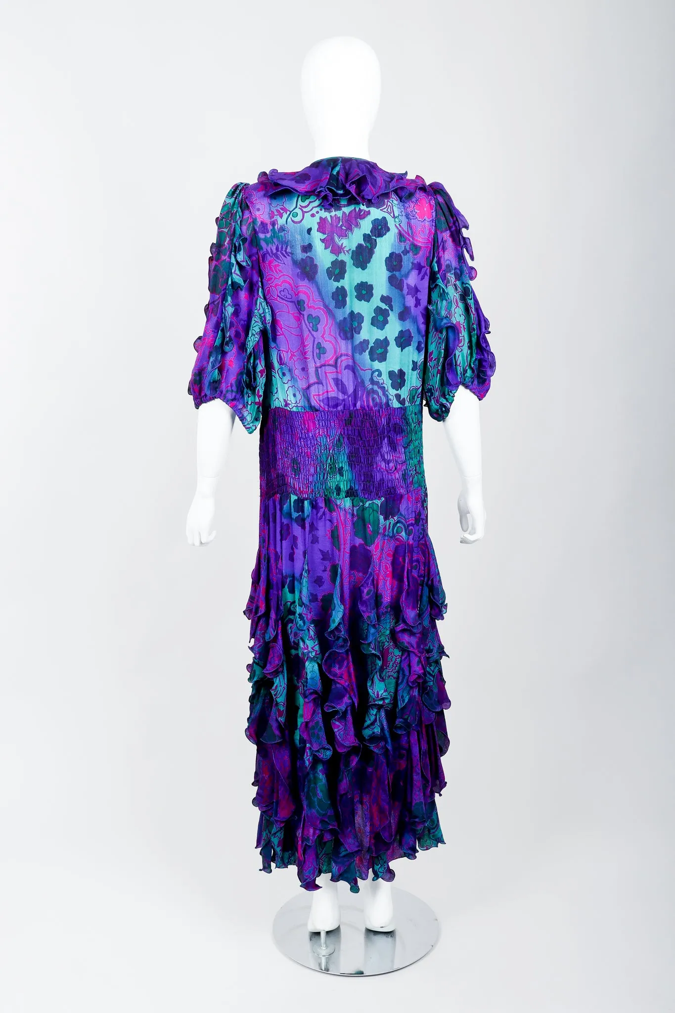 Silk Print Ruffle Dress