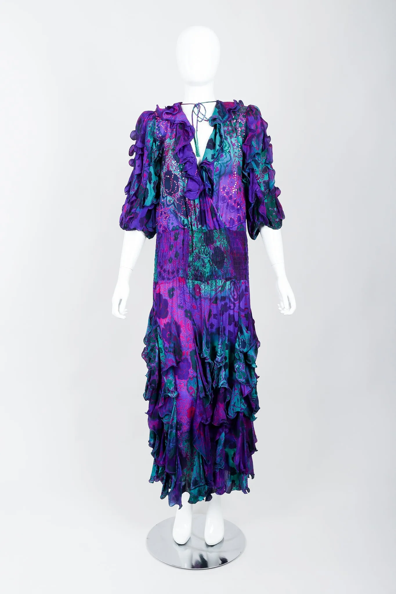 Silk Print Ruffle Dress