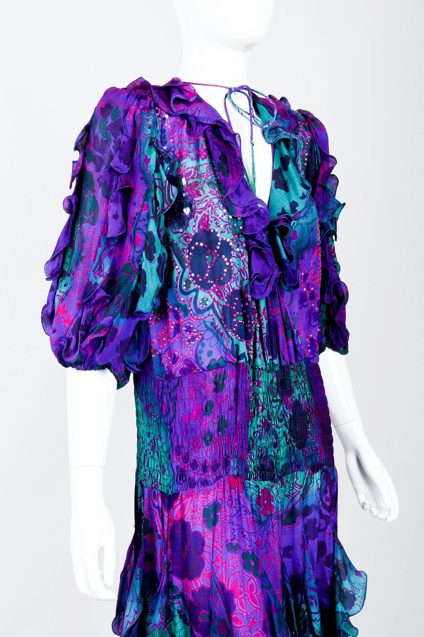 Silk Print Ruffle Dress