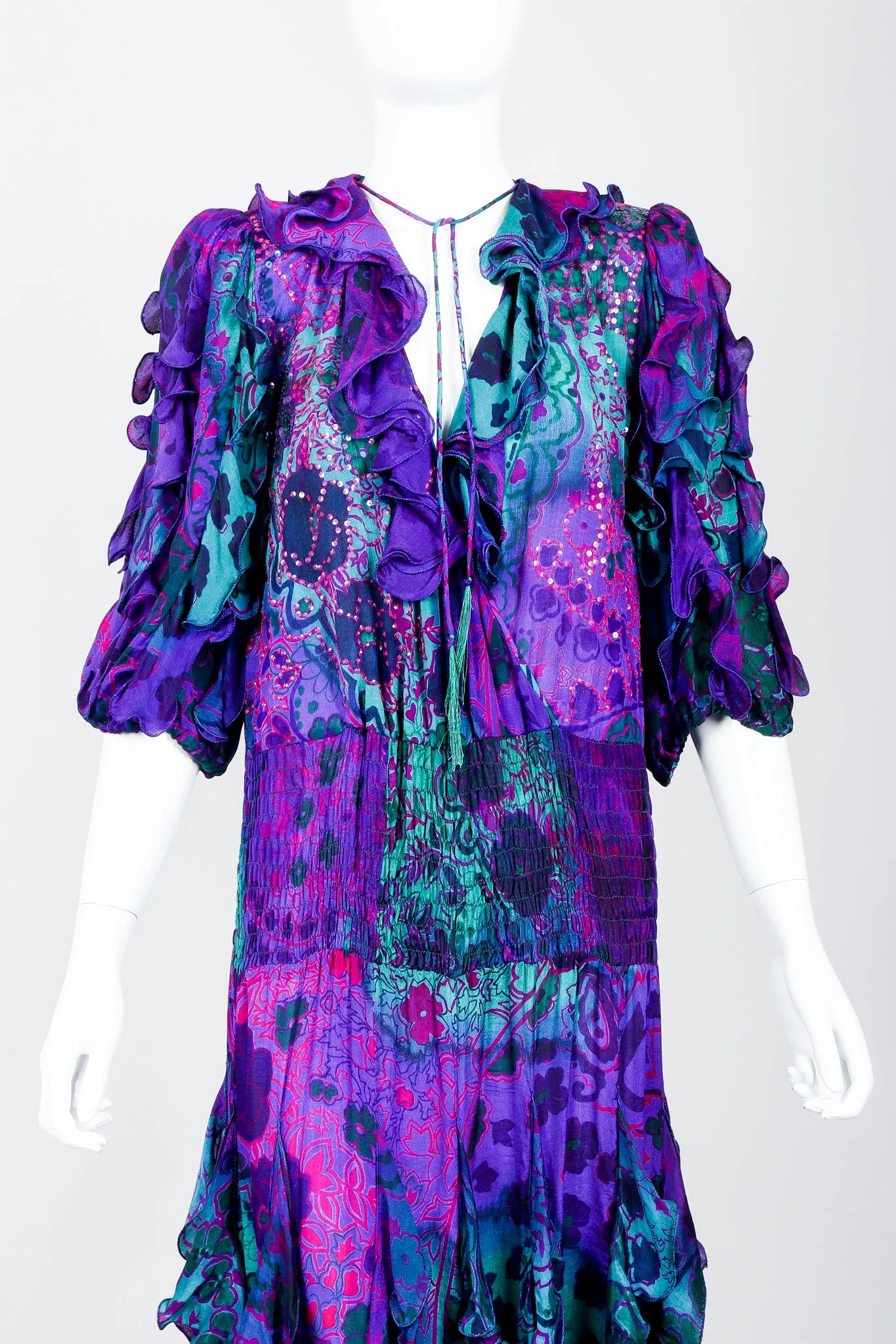 Silk Print Ruffle Dress
