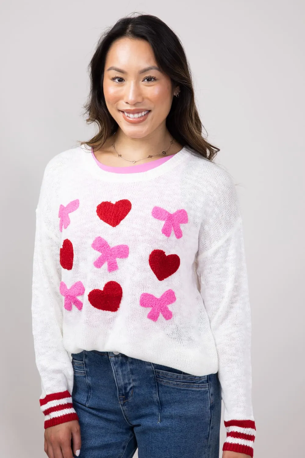 Simply Southern Everyday Valentines Sweater for Women in White | PP-0224-SWTR-EVRYDY-VAL