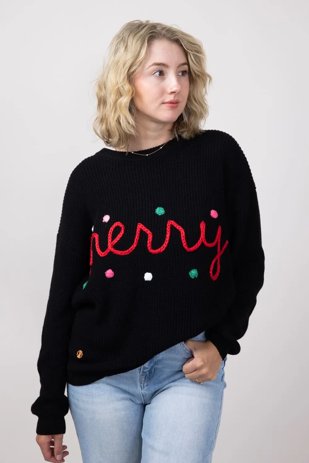 Simply Southern Merry Sweater for Women in Black | PP-0224-SWTR-KNT-MERRYBLACK