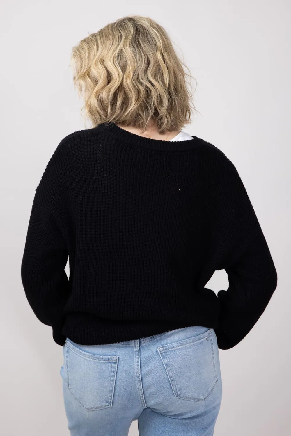 Simply Southern Merry Sweater for Women in Black | PP-0224-SWTR-KNT-MERRYBLACK