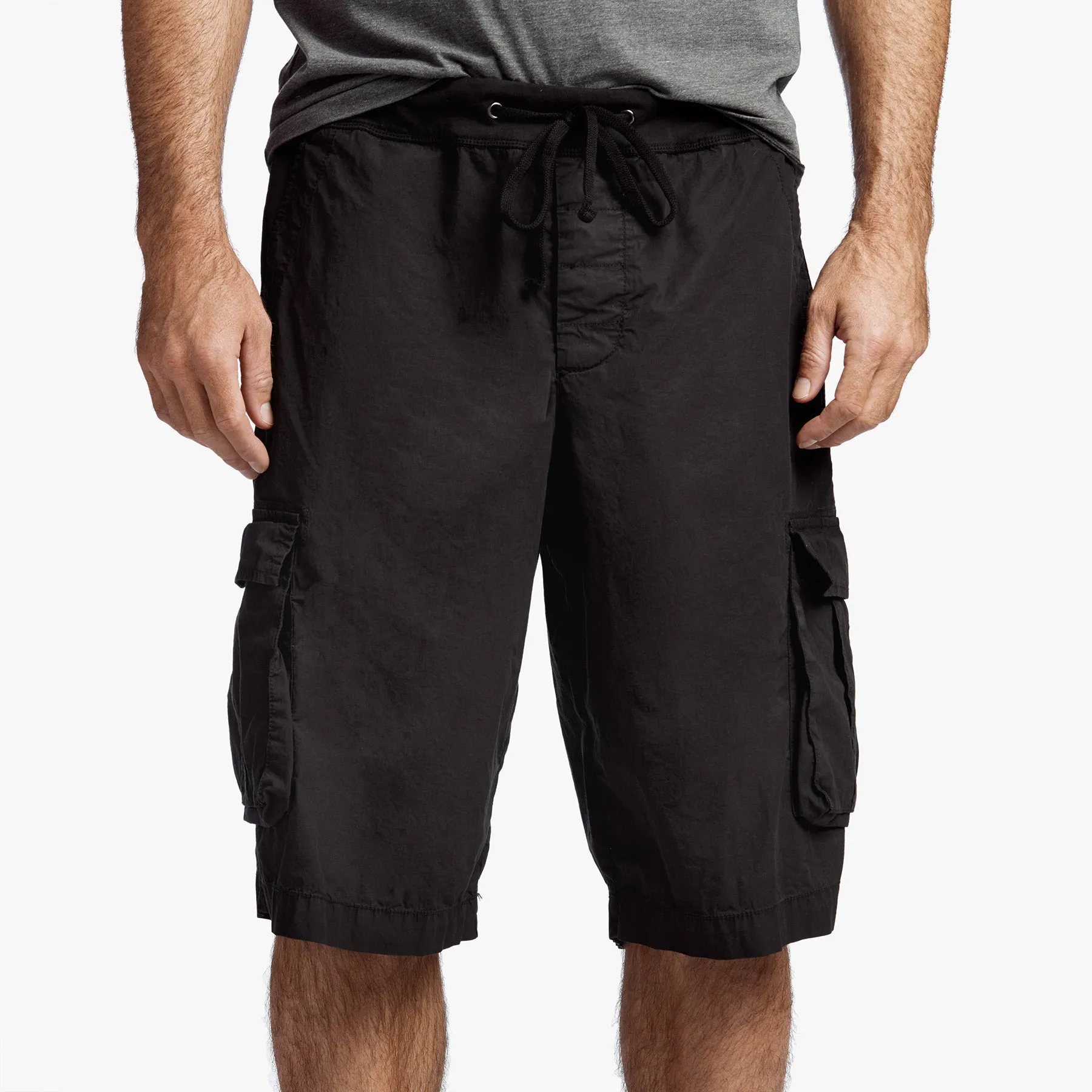 Stretch Poplin Cargo Short - Black