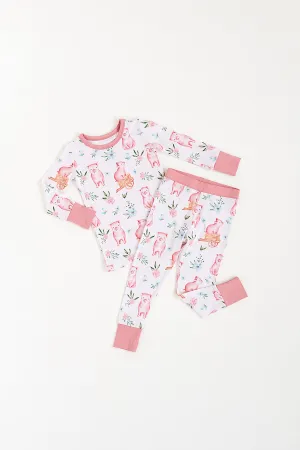 The Sleepy Sloth Piggies Pretty Petunia Two Piece Jammies Pajamas